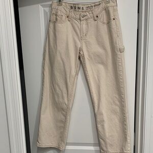 SONG Women's Beige Boyfriend Jeans